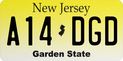 NJ license plate A14DGD