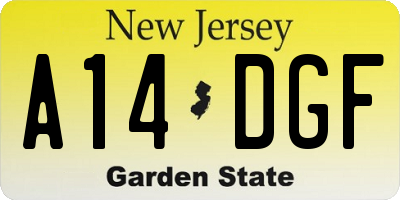 NJ license plate A14DGF