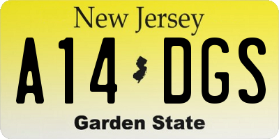 NJ license plate A14DGS