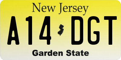 NJ license plate A14DGT