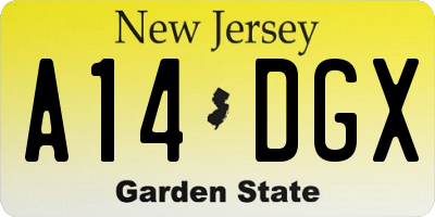 NJ license plate A14DGX