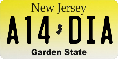 NJ license plate A14DIA