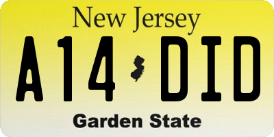 NJ license plate A14DID