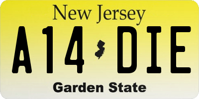 NJ license plate A14DIE