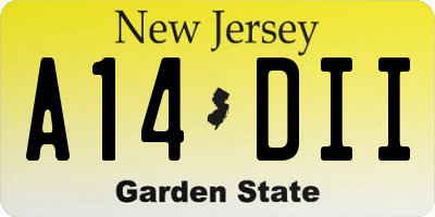 NJ license plate A14DII