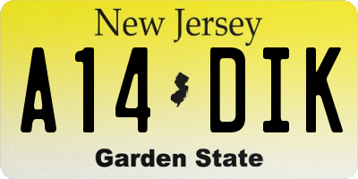 NJ license plate A14DIK