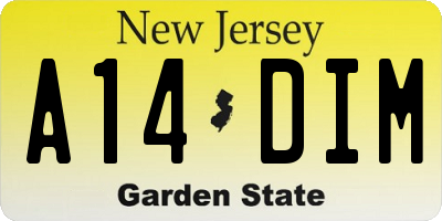 NJ license plate A14DIM