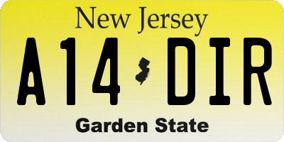 NJ license plate A14DIR