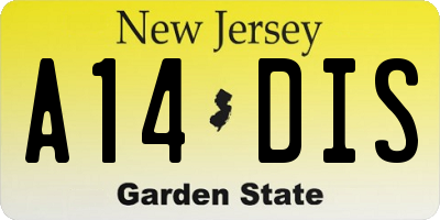 NJ license plate A14DIS