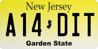 NJ license plate A14DIT