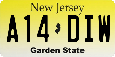 NJ license plate A14DIW