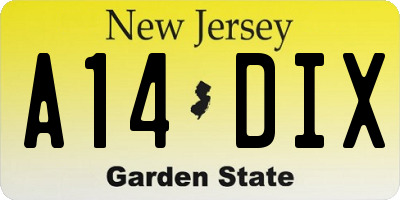 NJ license plate A14DIX