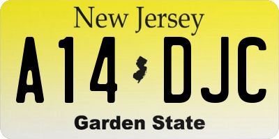 NJ license plate A14DJC