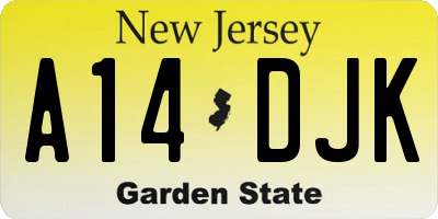 NJ license plate A14DJK