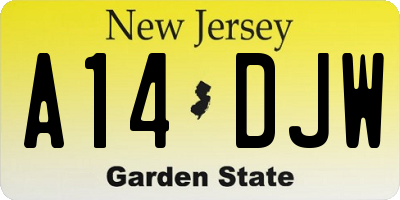 NJ license plate A14DJW