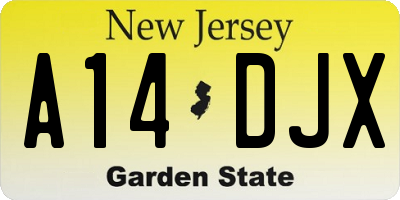 NJ license plate A14DJX