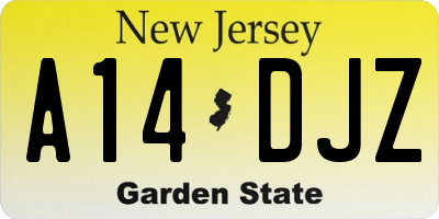 NJ license plate A14DJZ