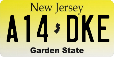NJ license plate A14DKE
