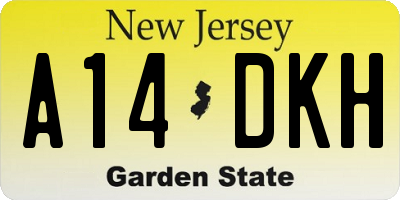 NJ license plate A14DKH