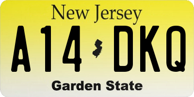 NJ license plate A14DKQ