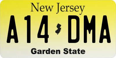 NJ license plate A14DMA