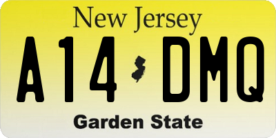 NJ license plate A14DMQ
