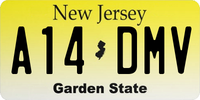 NJ license plate A14DMV