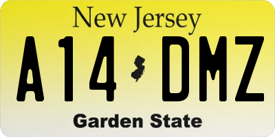 NJ license plate A14DMZ