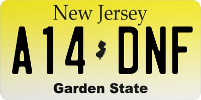 NJ license plate A14DNF