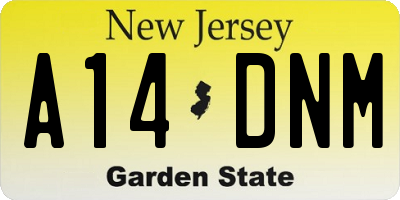NJ license plate A14DNM