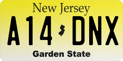 NJ license plate A14DNX
