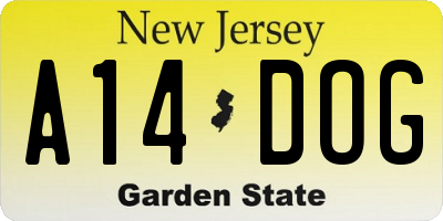 NJ license plate A14DOG