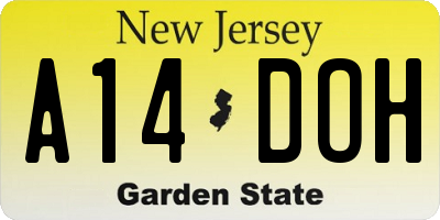 NJ license plate A14DOH