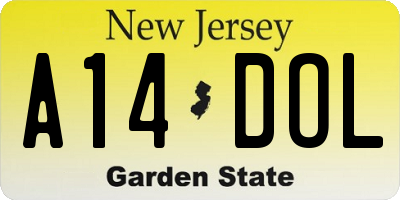 NJ license plate A14DOL