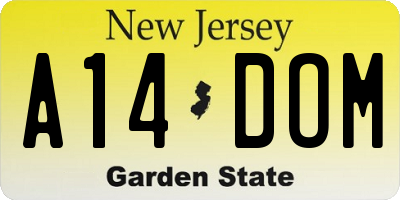 NJ license plate A14DOM