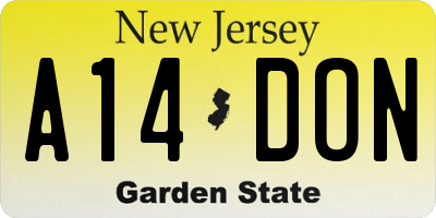 NJ license plate A14DON