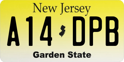 NJ license plate A14DPB
