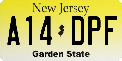NJ license plate A14DPF