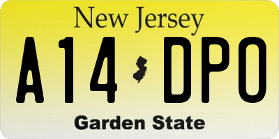 NJ license plate A14DPO