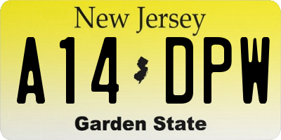 NJ license plate A14DPW