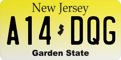 NJ license plate A14DQG