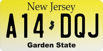 NJ license plate A14DQJ