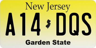 NJ license plate A14DQS