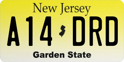 NJ license plate A14DRD