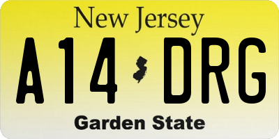 NJ license plate A14DRG