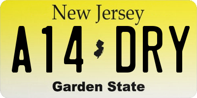 NJ license plate A14DRY