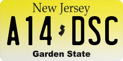 NJ license plate A14DSC