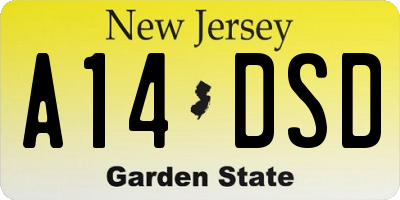 NJ license plate A14DSD