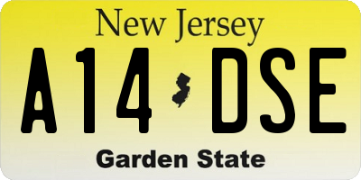 NJ license plate A14DSE