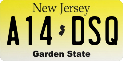 NJ license plate A14DSQ